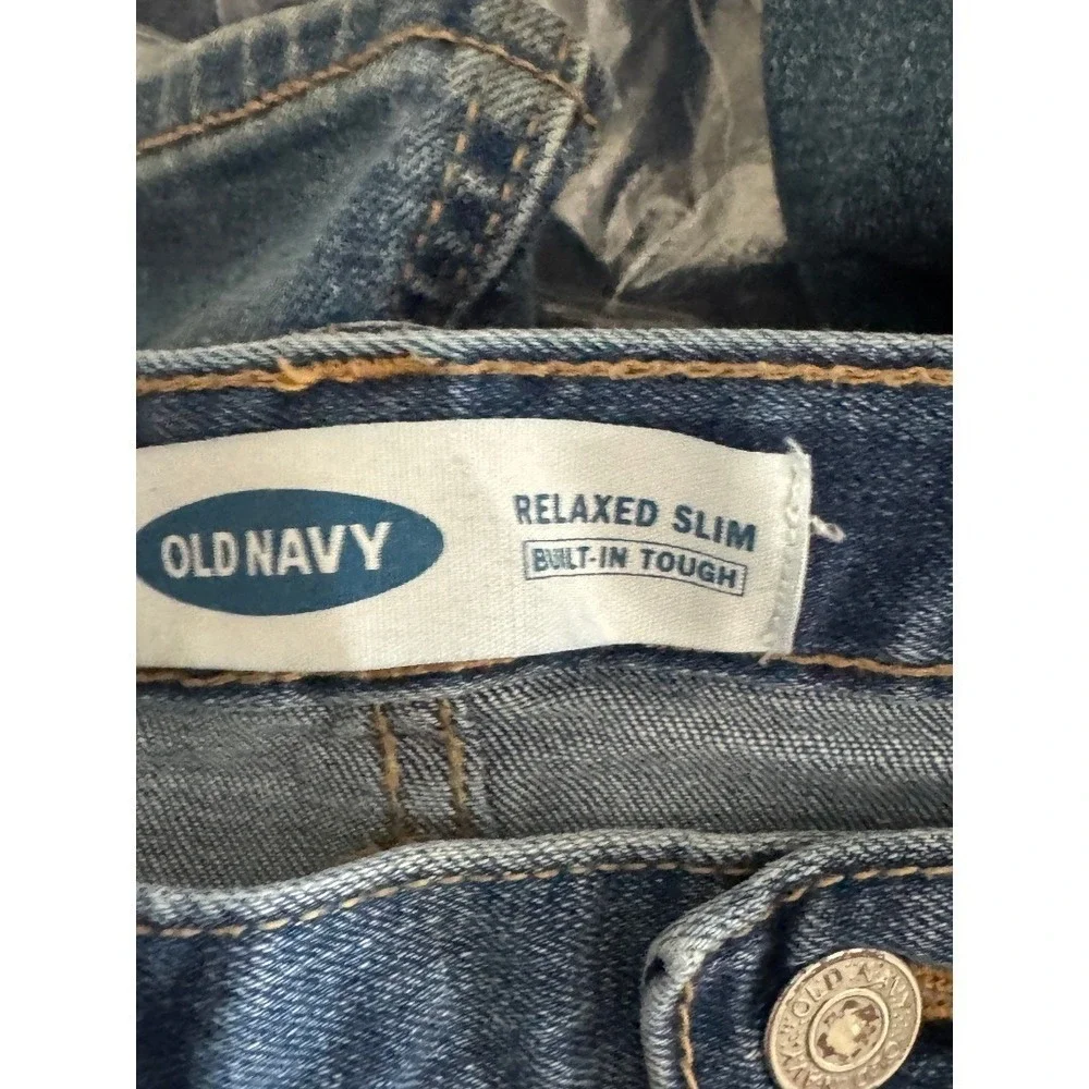 Old Navy Relaxed Slim Jeans Boys Size 14 Blue Medium Wash Built-In Tough Denim